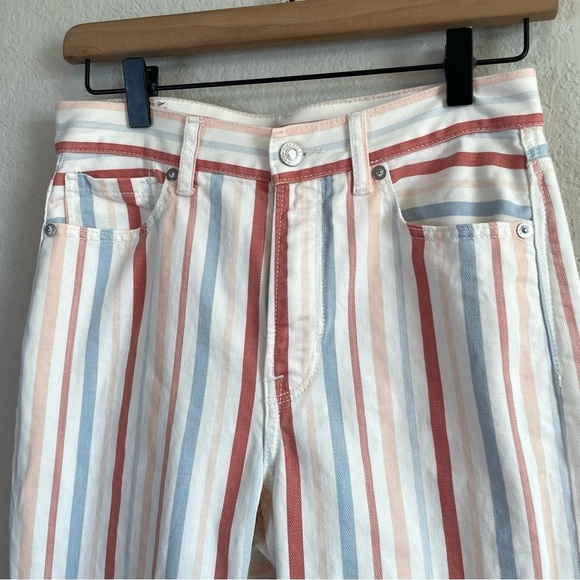 American Eagle High Rise Retro Stripe Mom Jean Pants Size 2 Short - Picture 3 of 11